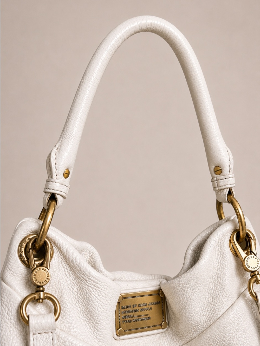 Marc by Marc Jacobs Standard Supply Workwear Hobo White Pebbled Leather Bag - Picture 10 of 16